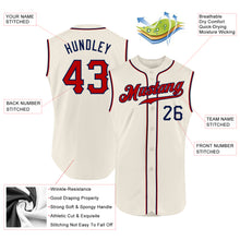 Load image into Gallery viewer, Custom Cream Red-Navy Authentic Sleeveless Baseball Jersey