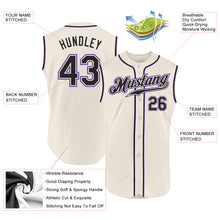 Load image into Gallery viewer, Custom Cream Black-Purple Authentic Sleeveless Baseball Jersey