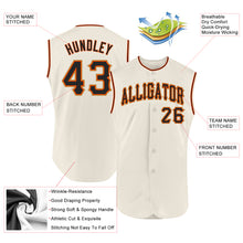 Load image into Gallery viewer, Custom Cream Black-Orange Authentic Sleeveless Baseball Jersey
