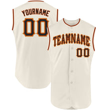 Load image into Gallery viewer, Custom Cream Black-Orange Authentic Sleeveless Baseball Jersey