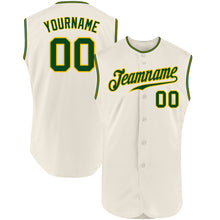 Load image into Gallery viewer, Custom Cream Green-Gold Authentic Sleeveless Baseball Jersey