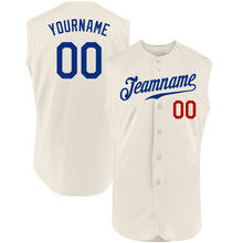 Load image into Gallery viewer, Custom Cream Royal-Red Authentic Sleeveless Baseball Jersey
