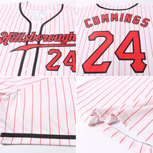Load image into Gallery viewer, Custom Cream Red Pinstripe Red-Black Authentic Baseball Jersey