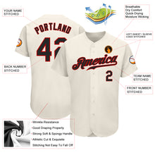Load image into Gallery viewer, Custom Cream Black-Red Authentic Baseball Jersey