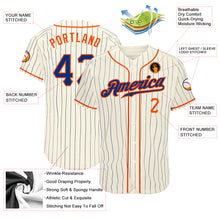 Load image into Gallery viewer, Custom Cream Royal Pinstripe Royal-Orange Authentic Baseball Jersey