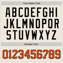 Load image into Gallery viewer, Custom Cream Black Pinstripe Orange-Black Authentic Baseball Jersey