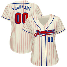 Load image into Gallery viewer, Custom Cream Red Pinstripe Red-Royal Authentic Baseball Jersey