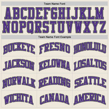 Load image into Gallery viewer, Custom Cream Purple-Gray Authentic Throwback Basketball Jersey