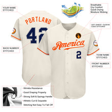 Load image into Gallery viewer, Custom Cream Navy-Orange Authentic Baseball Jersey