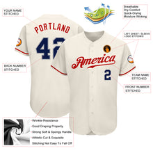 Load image into Gallery viewer, Custom Cream Navy-Red Authentic Baseball Jersey