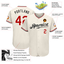 Load image into Gallery viewer, Custom Cream Red-Black Authentic Baseball Jersey
