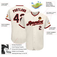 Load image into Gallery viewer, Custom Cream Black-Red Authentic Baseball Jersey
