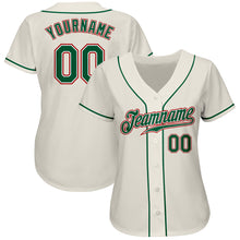 Load image into Gallery viewer, Custom Cream Kelly Green-Red Authentic Baseball Jersey