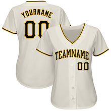 Load image into Gallery viewer, Custom Cream Black-Gold Authentic Baseball Jersey