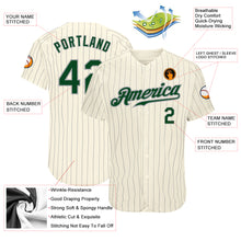 Load image into Gallery viewer, Custom Cream Gray Pinstripe Green-Gray Authentic Baseball Jersey