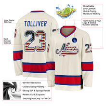 Load image into Gallery viewer, Custom Cream Vintage USA Flag Royal-Red Hockey Jersey