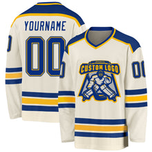 Load image into Gallery viewer, Custom Cream Royal-Gold Hockey Jersey