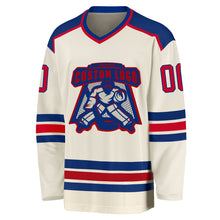 Load image into Gallery viewer, Custom Cream Red-Royal Hockey Jersey