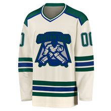 Load image into Gallery viewer, Custom Cream Green-Royal Hockey Jersey