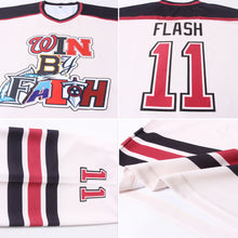 Load image into Gallery viewer, Custom Cream Crimson-Black Hockey Jersey