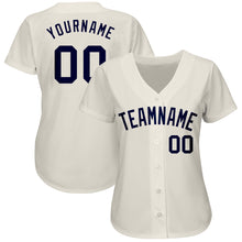 Load image into Gallery viewer, Custom Cream Navy Authentic Baseball Jersey