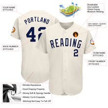 Load image into Gallery viewer, Custom Cream Navy Authentic Baseball Jersey
