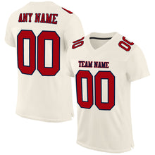Load image into Gallery viewer, Custom Cream Red-Navy Mesh Authentic Football Jersey