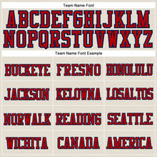 Load image into Gallery viewer, Custom Cream Red-Navy Stitched Cuffed Knit Hat