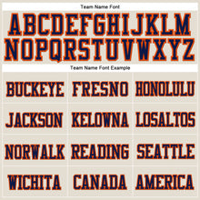 Load image into Gallery viewer, Custom Cream Navy-Orange Stitched Cuffed Knit Hat