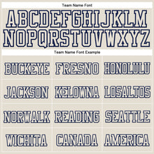 Load image into Gallery viewer, Custom Cream Cream-Navy Stitched Cuffed Knit Hat