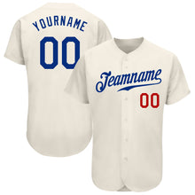 Load image into Gallery viewer, Custom Cream Royal-Red Authentic Baseball Jersey