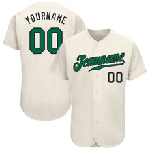 Load image into Gallery viewer, Custom Cream Kelly Green-Black Authentic Baseball Jersey