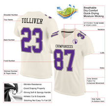 Load image into Gallery viewer, Custom Cream Purple-Black Mesh Authentic Football Jersey