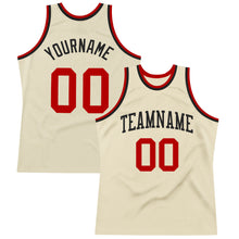 Load image into Gallery viewer, Custom Cream Red-Black Authentic Throwback Basketball Jersey