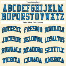 Load image into Gallery viewer, Custom Cream Blue-Black Authentic Throwback Basketball Jersey