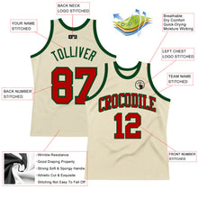 Load image into Gallery viewer, Custom Cream Red-Green Authentic Throwback Basketball Jersey