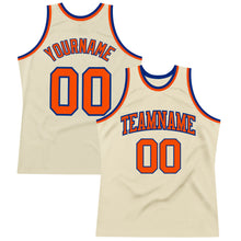Load image into Gallery viewer, Custom Cream Orange-Royal Authentic Throwback Basketball Jersey