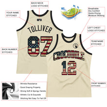 Load image into Gallery viewer, Custom Cream Vintage USA Flag-Black Authentic Throwback Basketball Jersey