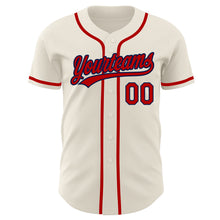 Load image into Gallery viewer, Custom Cream Red-Navy Authentic Baseball Jersey