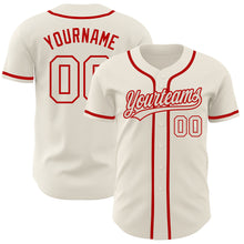 Load image into Gallery viewer, Custom Cream Cream-Red Authentic Baseball Jersey