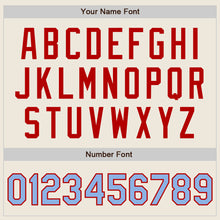 Load image into Gallery viewer, Custom Cream Light Blue-Red Authentic Baseball Jersey