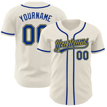 Load image into Gallery viewer, Custom Cream Royal-Gold Authentic Baseball Jersey