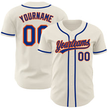 Load image into Gallery viewer, Custom Cream Royal-Orange Authentic Baseball Jersey