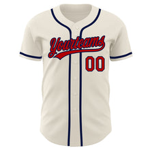 Load image into Gallery viewer, Custom Cream Red-Navy Authentic Baseball Jersey