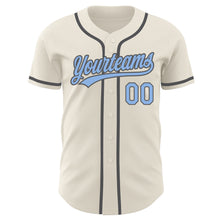 Load image into Gallery viewer, Custom Cream Light Blue-Steel Gray Authentic Baseball Jersey