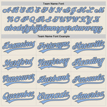 Load image into Gallery viewer, Custom Cream Light Blue-Steel Gray Authentic Baseball Jersey