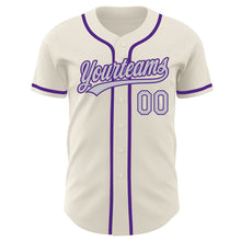 Load image into Gallery viewer, Custom Cream Gray-Purple Authentic Baseball Jersey