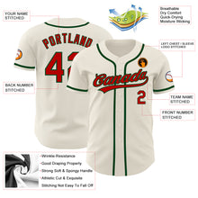 Load image into Gallery viewer, Custom Cream Red-Green Authentic Baseball Jersey