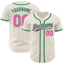 Load image into Gallery viewer, Custom Cream Pink-Kelly Green Authentic Baseball Jersey