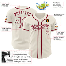 Load image into Gallery viewer, Custom Cream Cream-Crimson Authentic Baseball Jersey